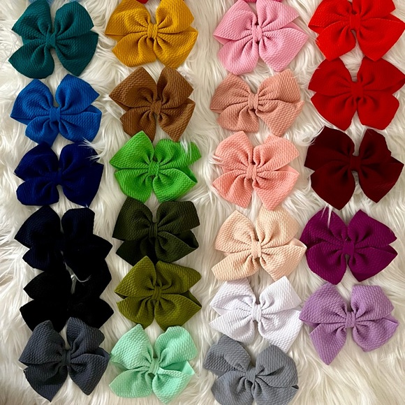 🎀NEW 30 - 5.5” INCH BOHO WAFFLE BOWS W ALLIGATOR CLIPS OR PONYTAIL/HEADBAND! - Picture 5 of 7